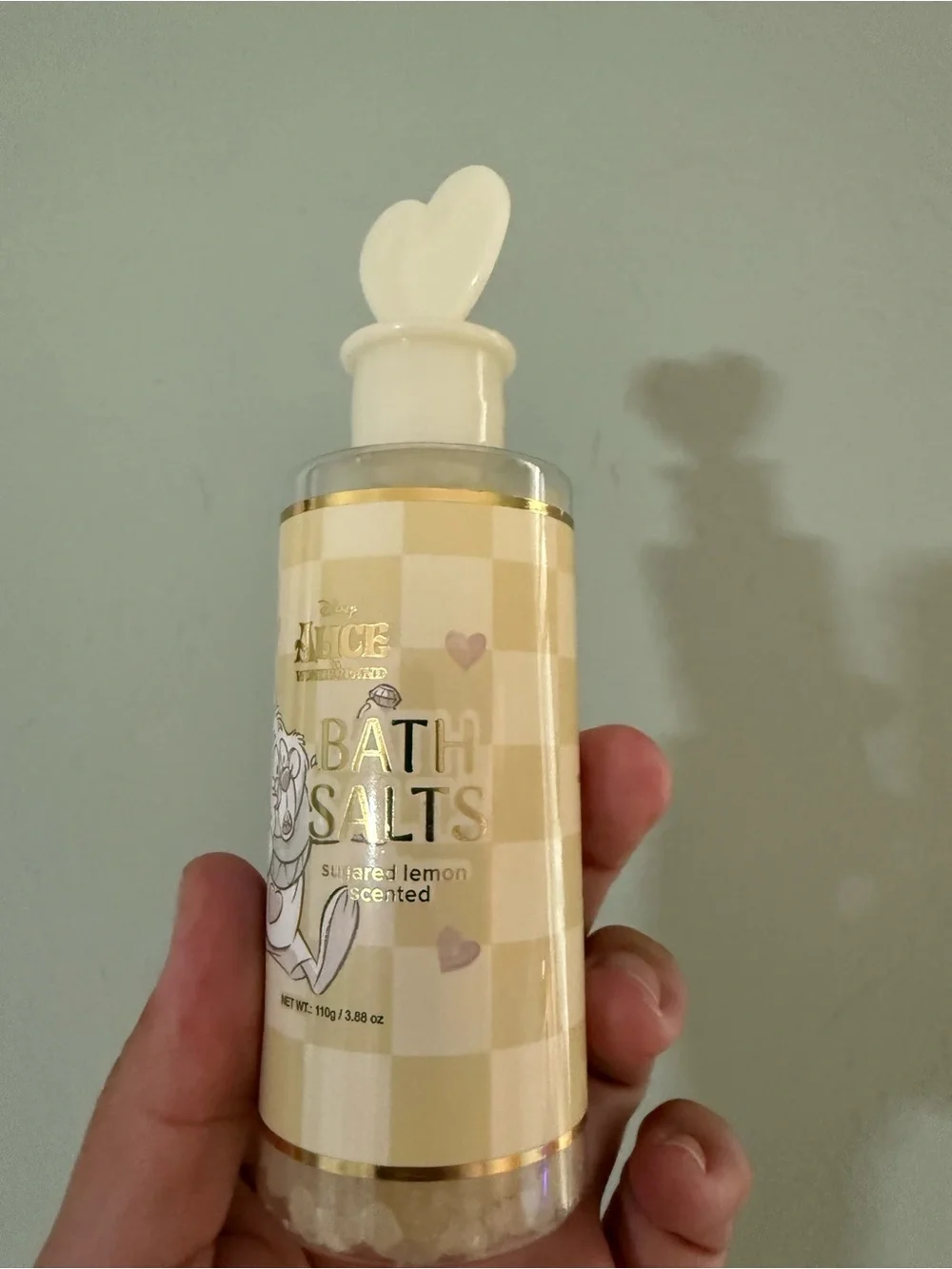 Disney Alice in Wonderland Cream & Gold Bath Salts with Heart Cap